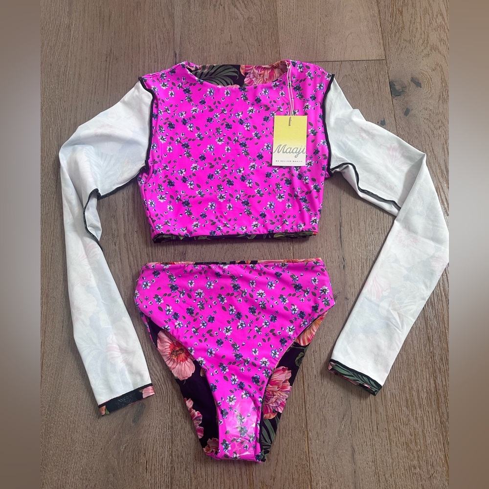 Maaji Long Sleeve Bikini Set Tropical Floral with Toucans Print - Picture 6 of 6